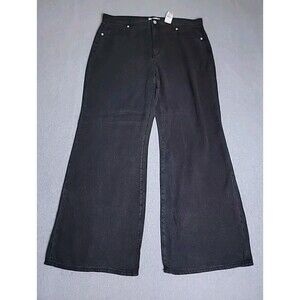 Loft Wide Pants Womens 14 32 36x30 Black Linen Stretch Beach Palooza‎ Baggy NEW